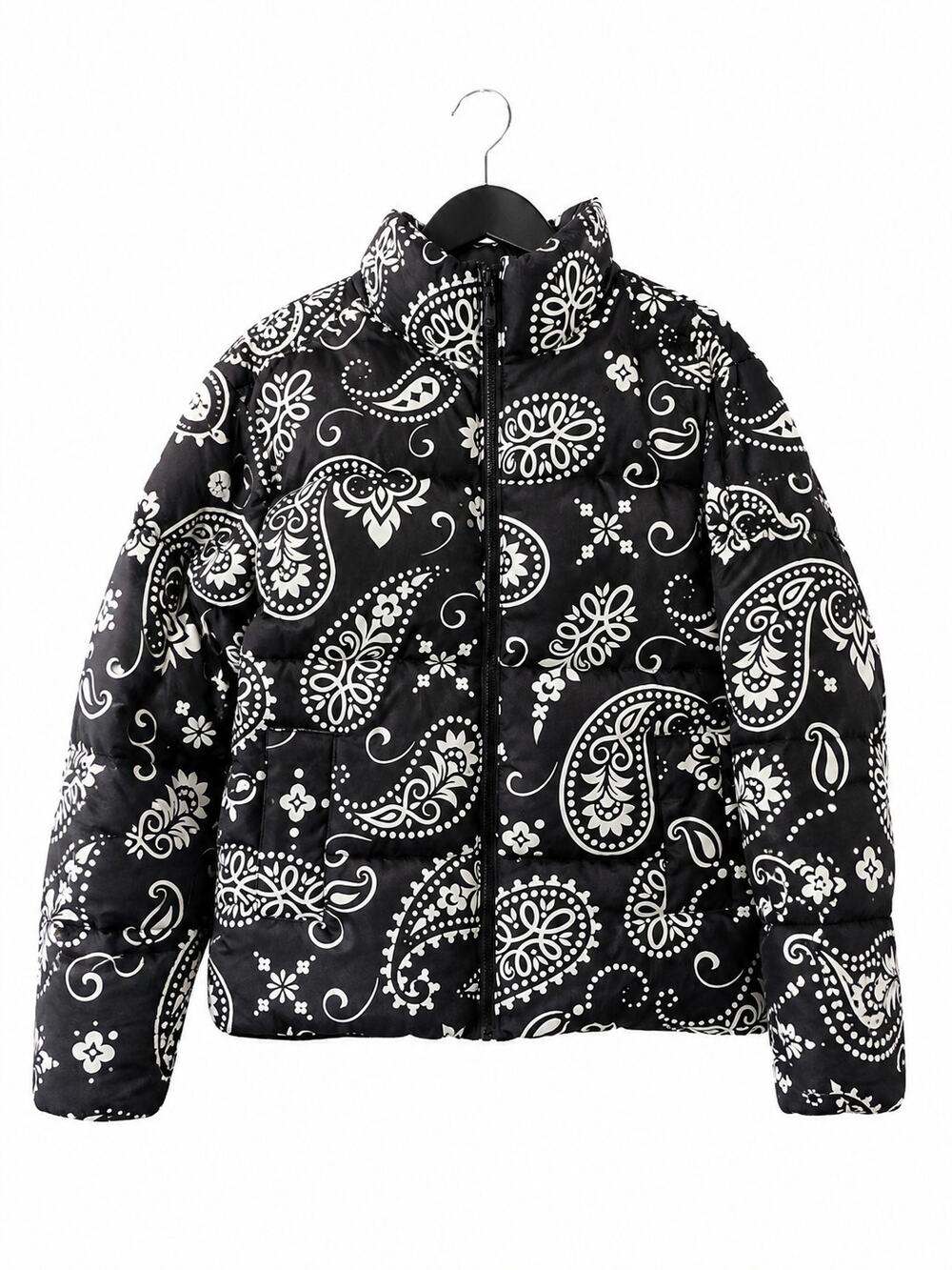 Jack & Jones Originals Women's M Black Paisley Puffer Jacket NWT